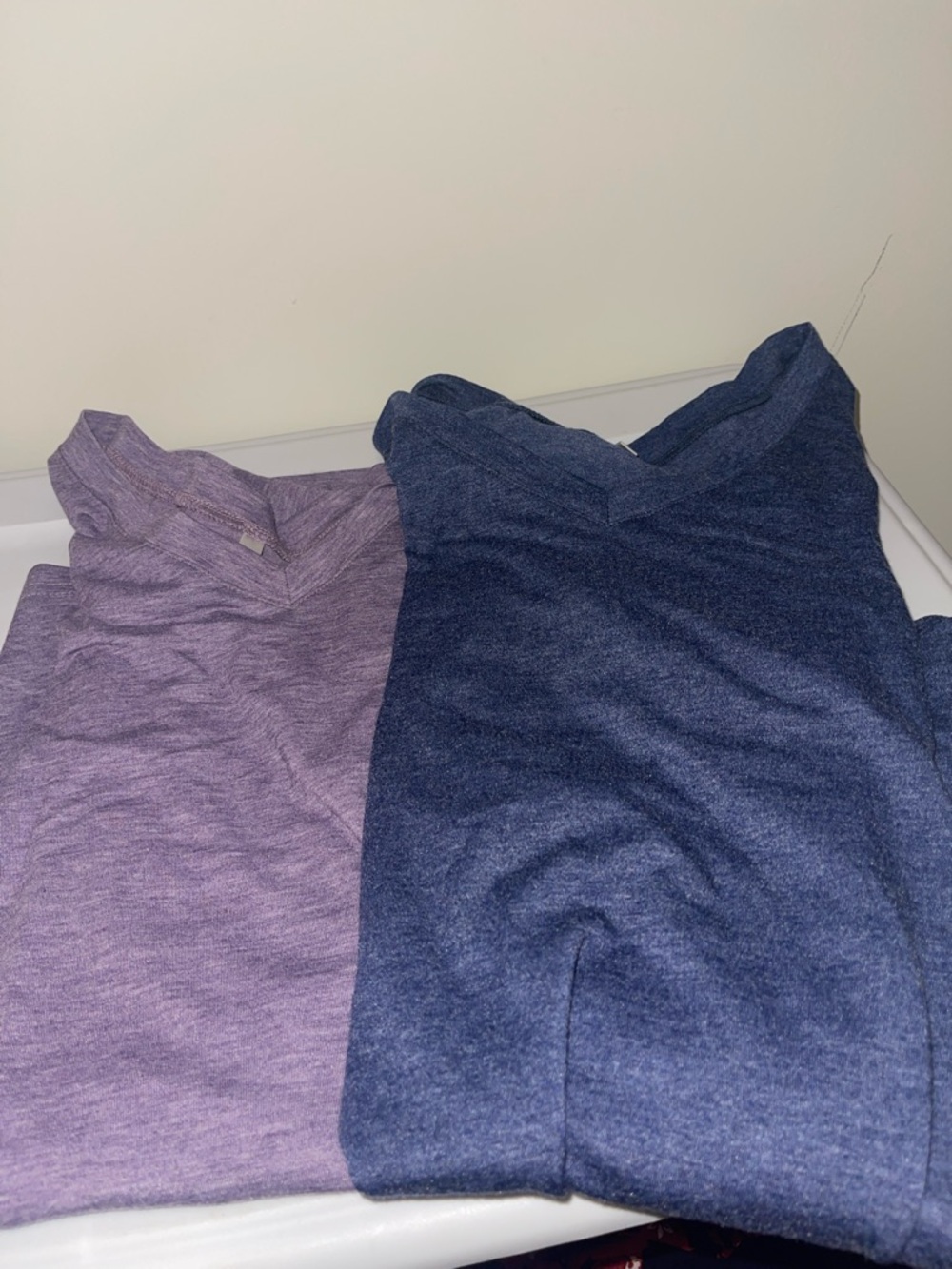 Women's purple and blue V-Neck Casual Tops